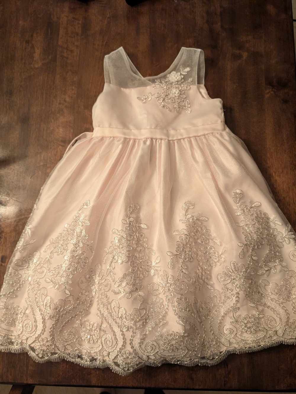 American Princess Girls' Light Pink Embroidered Tulle Dress/ Girl Size 5